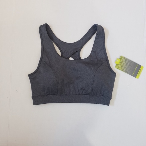 TEK GEAR Sports Bra Racerback Medium Impact Athleisure Gray Black Small Large - Picture 5 of 9